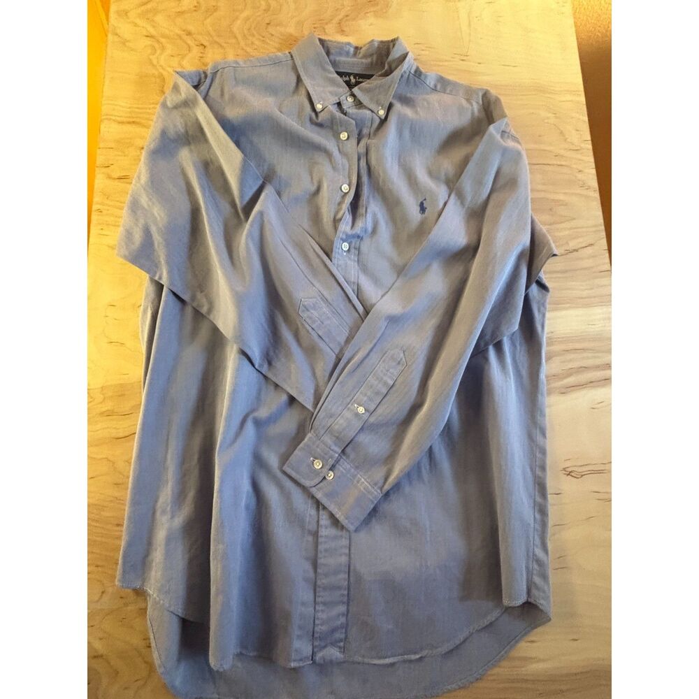 Ralph Lauren Mens XL Gray Striped Long Sleeve Dress Shirt Button Up